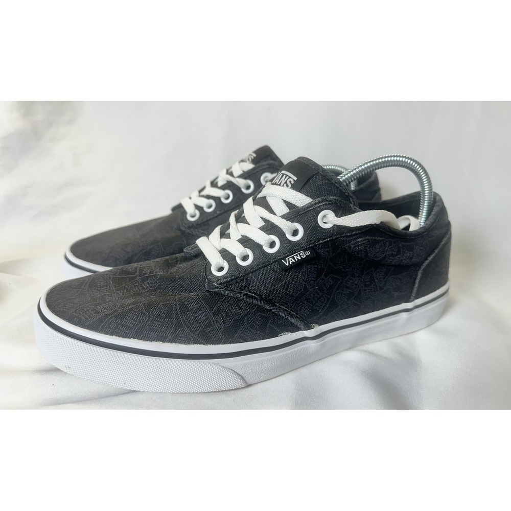 Vans Atwood All Over Logo Print Men's 9 M Skate Shoes Black Sneakers Deadstock